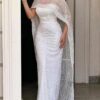 Vestido de novia sirena con capa