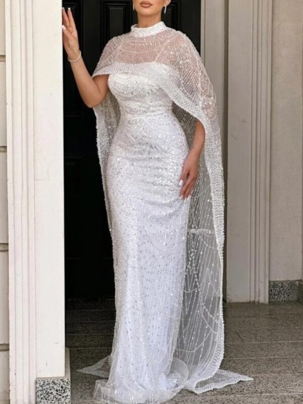 Vestido de novia sirena con capa