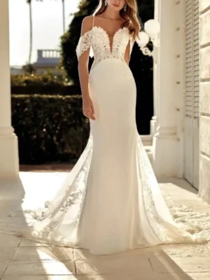 vestido de novia sirena con bordado